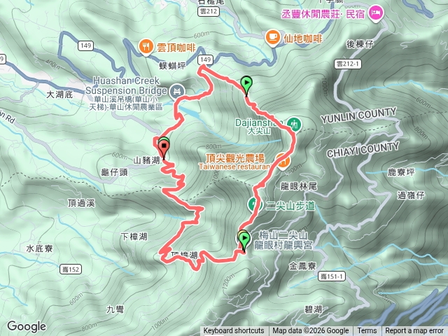 山豬湖-10-5步道-大尖山-二尖山-龍興宮-大眾爺廟-龜仔頭O繞預覽圖