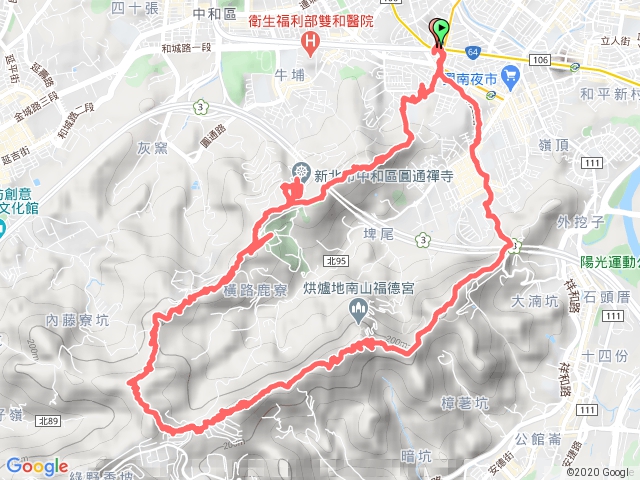 景安捷運站國旗嶺圓通寺青春嶺南勢角山南山福德宮景安捷運站O環