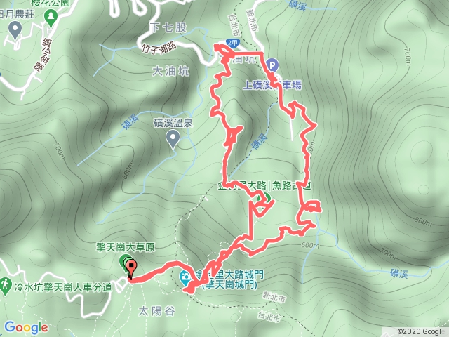 擎天崗遊客中心-大油坑-上磺溪停車場