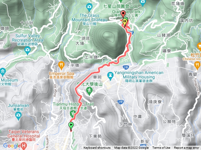 天母圖書館-水管路-天母古道-紗帽路-白雲瀑布-前山公園-陽明山公車站