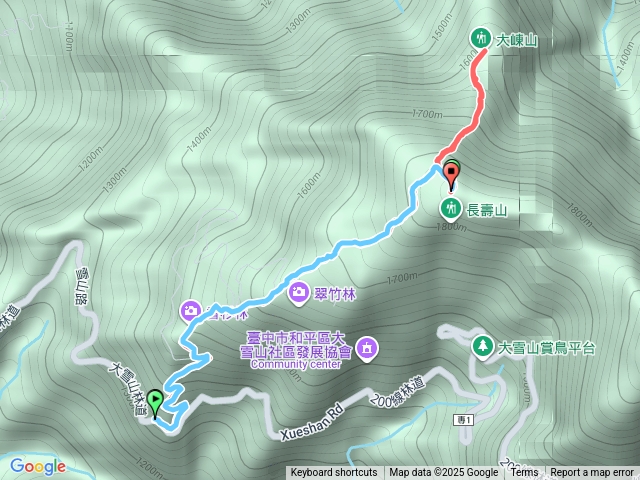 台中-和平_鳶嘴山西稜19.8k入_大崠山_長壽山_原路來回（雙色）（有航點說明）