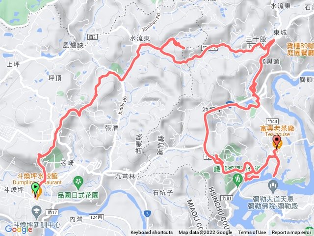 2022-12-22 頭份上斗連走富興─頭份後花園步道→楓林吊橋→老崎坪頂山→水流東山→富興頭山→富興后山→峨嵋湖→細茅埔吊橋→富興站