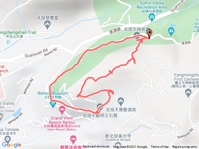 北投大砲岩>006電塔>石壇山>不動明王石窟O型