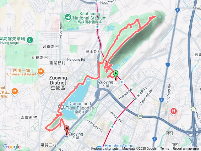 新左營車站-半屏山基點-南半屏山-半屏山南峯-北峯碉堡-半屏山-小龜山-龜山碉堡-頂樓媽步道-見城之道-左營車站2025-11-30