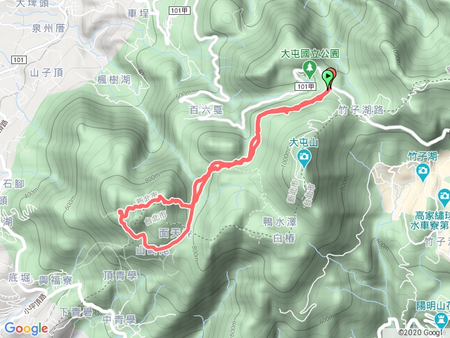 二子坪、面天山、向天山、向平池環狀路線