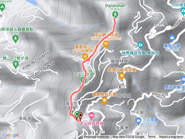 龍興宮上二尖大尖山