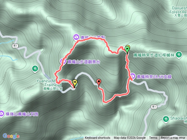 鳶嘴山27.3登山口28.6下山