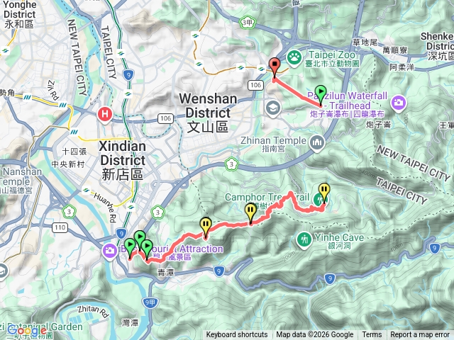 新店捷運站-小獅頭山-待老坑山-貓空纜車-動物園站