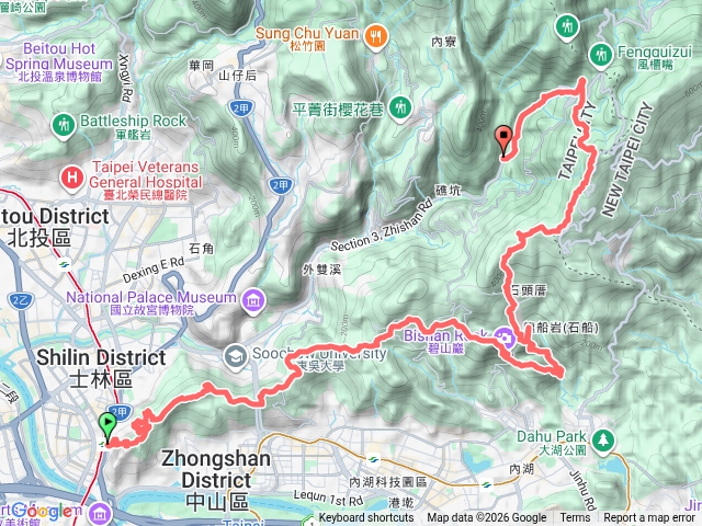 台北大縱走5+4挑戰路線預覽圖
