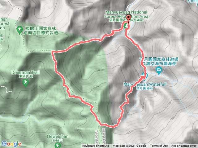 滿月圓-東眼山-啦卡山-東滿步道（O形）