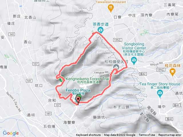 豐柏廣場~登廟步道~受天宮~大棚山~坑內坑步道~茄柏步道~豐柏廣場O型