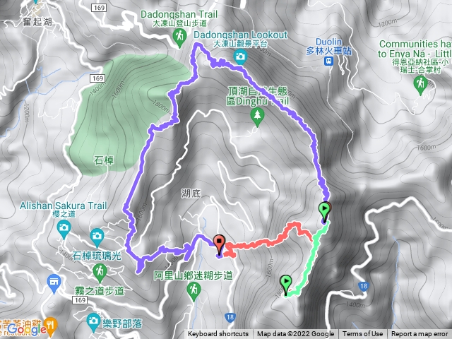 頂湖五連峰O縱。天福山、芙蓉山、大凍山、霹靂山、樂野山。