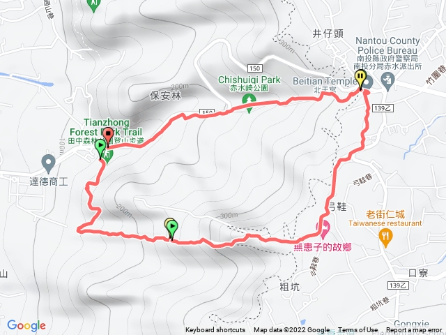 田中森林登山步道.茶香步道.赤水崎公園步道.北天宮O繞