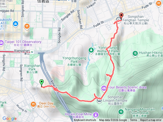 四獸山，象獅豹虎，起點象山公園，終點奉天宮預覽圖