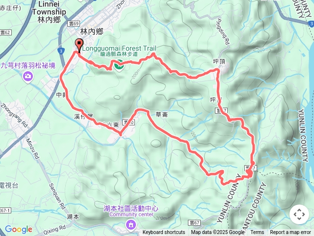 龍過脈步道（南林內山,觸口山,南觸口山）斗六東踢馬陸路回O繞預覽圖