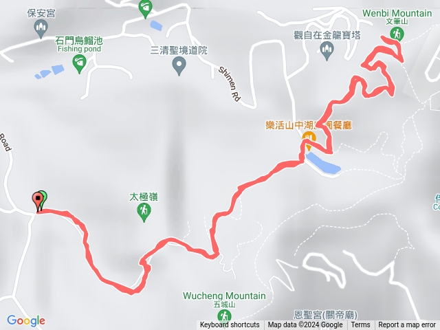 石門路70號登山口-直上山中湖-再直上文筆山做完申展拉筋拍打後原路折返回登山口