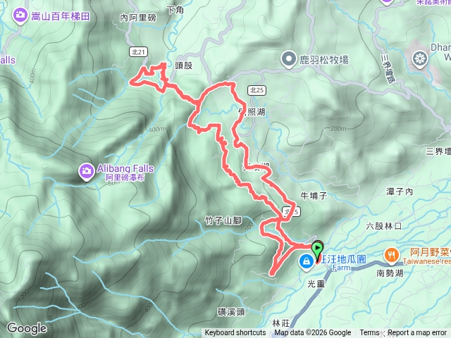 2026-09-11新北金山朝天宮→三和國小→北25大路崁步道登山口→保甲路→水圳道→倒照湖47.49號→永豐祠土地公→2次過溪(阿里磅溪)→竹里一橋→三界壇路→大路崁登山口→三和國小→朝天宮O型走
