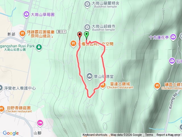 大崗山超峰寺路線預覽圖