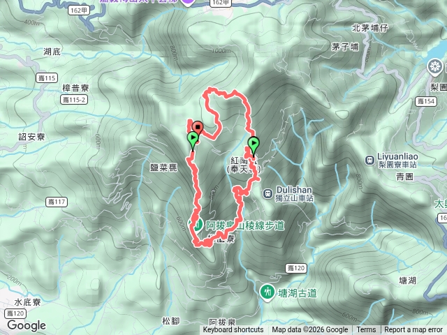 阿拔泉山、奉天巖、紅楠坑山O型走預覽圖