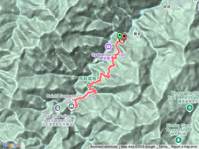 霞喀羅白石吊橋前折返