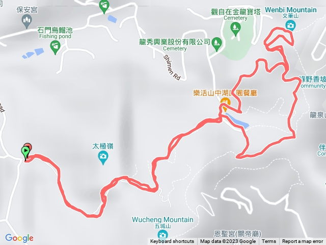 石門路70號登山口-直上山中湖-再直上文筆山（在那做伸展）-繞湖一大圈回到山中湖-原路折返回70號登山口