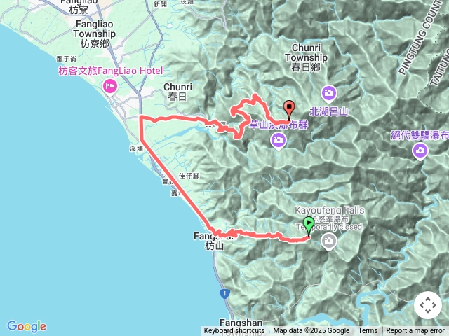 霧里乙停車處到北湖呂山停車處行車路線