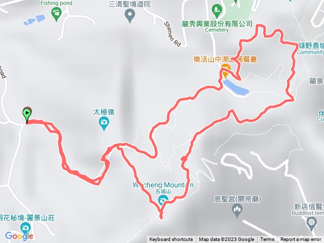 石門路70號登山口-逆打直上五城山-天上山縱走-接環湖步道回山中湖-折返回70號登山口