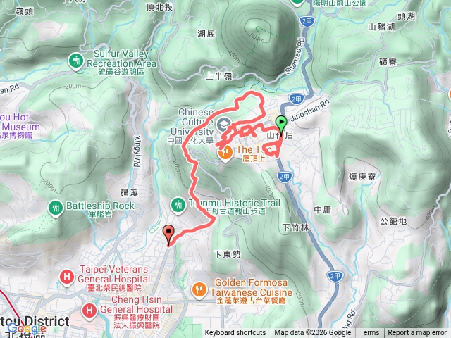 2026-03-15 花卉實驗中心連走天母古道─花卉實驗中心→舊美軍宿舍→文化大學校園→陽明天主堂→天母古道→水管路→淨光寺預覽圖
