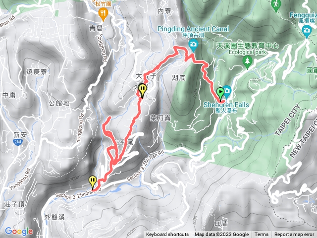 2023/10/9 聖人瀑布-大崎頭步道-平等里水圳路-鵝尾山水田步道(稻浪橋)-平菁步道-溪山百年古圳步道預覽圖