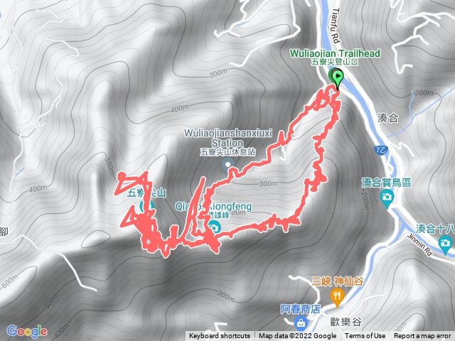 合作橋(玉里商店)登山口→牛背岩→峭壁雄風/獨立峰→茄苳樹→五寮尖→茄苳樹(經三十閔窪路→濟玄堂→煤礦遺址→合作橋(玉里商店)登山口