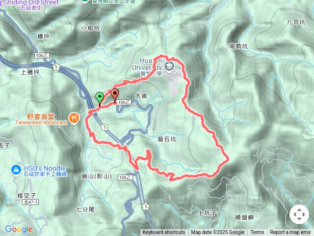 新北石碇山區行程 : 崩山大崙.石碇大崙.華梵大學.磨石坑山.O型縱走。