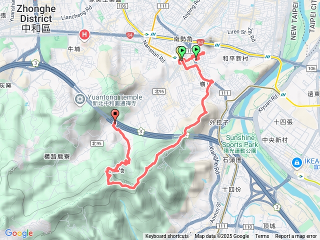 114/12/13-南勢角捷運站→1外挖子山北峯→2外挖子山→3光明頂→南山福德宮→烘爐地公車站預覽圖