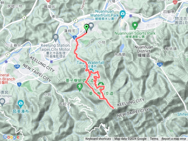 小百岳 姜子寮山+姜子山: 七堵車站-泰安路-姜草越嶺古道-姜子寮山登山步道-草濫古道 O型