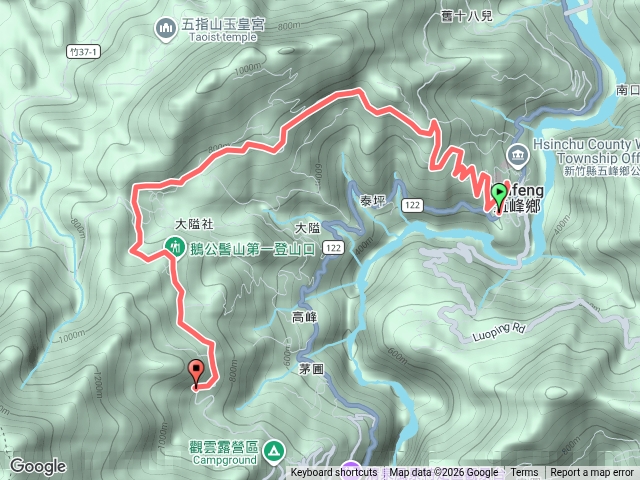 鵝公髻山登山口，替代道路車程預覽圖