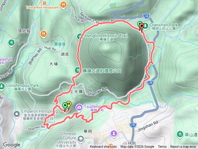 2026-07-18橫嶺古道、半嶺步道、半嶺水圳步道、猴洞圳步道、翠峰瀑布步道、天母古道、磺溪小徑