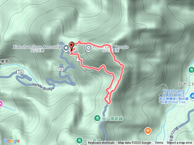 20251212靈洞宮→仙山三角點→八仙古道→苗124縣道→靈洞宮 O型順時針縱走預覽圖