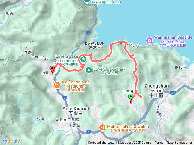 20251006基隆-代天宮-內木山-臥虎山-國旗嶺-中山峽谷步道-湖海路-海興步道-情人塔-老鷹岩-情人湖-武聖街口