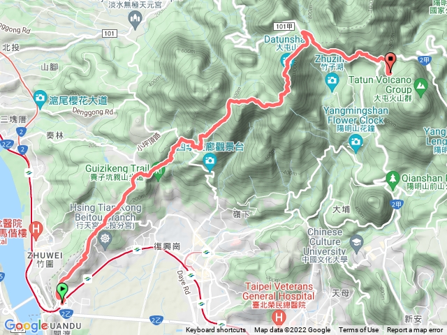 1110305臺北大縱走第1+2段：關渡捷運站-二子坪-小油坑
