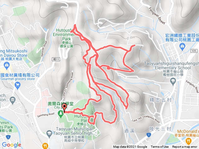 桃園虎頭山涵蓋90%路徑
