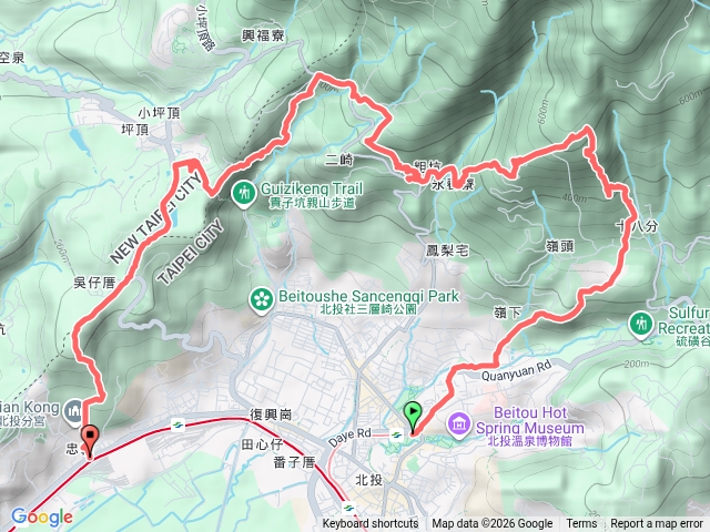 20260321忠中縱走（逆走）：新北投捷運站-行天宮北投分宮預覽圖