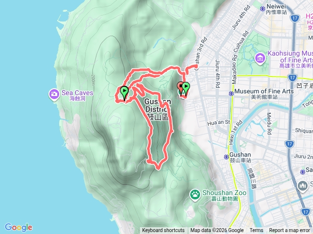 龍泉寺-北峰好漢坡-盤榕-長壽園-礦區道路-四顆榕-再上盤榕-龍泉寺-北壽山停車場預覽圖