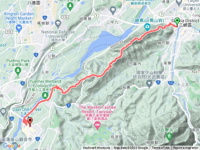 三峽祖師廟經鳶山、烏塗窟山、娘子坑山縱走到桃園大溪老街