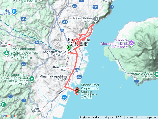 2025.10.21鹿兒島岸上觀光自由行軌跡