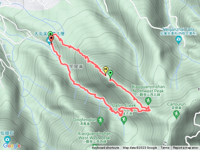 竿尾崙山，西北峰，大屯溪古道O型預覽圖