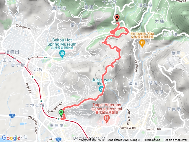 唭哩岸站 - 軍艦岩 - 260峰 - 石壇山 - 大砲岩 - 硫磺谷