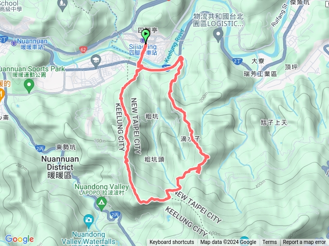 四腳亭火車站-滴水山-粗坑頭山-粗坑頭崙-龍門山-碇內尖-粗坑口尖-四腳亭火車站O型