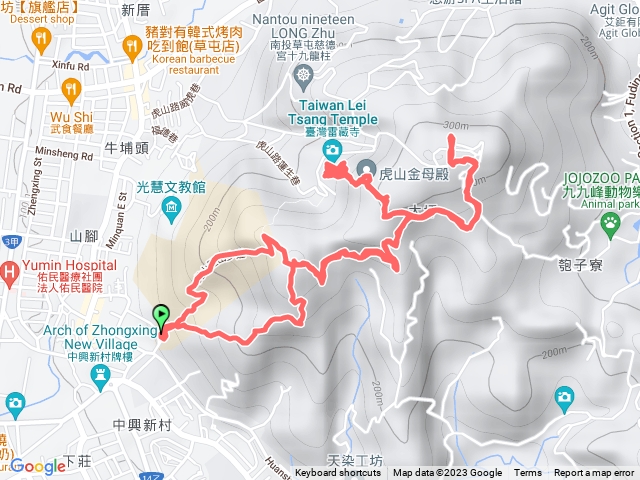 20231105~登草屯大虎山三角點順遊臺灣雷藏寺及虎山金母殿(不要再走金母殿後方私人農舍路線了)