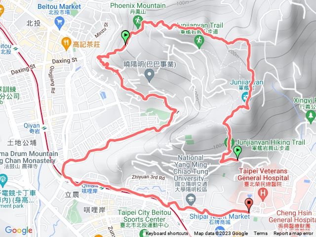 榮總軍艦岩260分叉路丹鳳山奇岩路東華街榮總