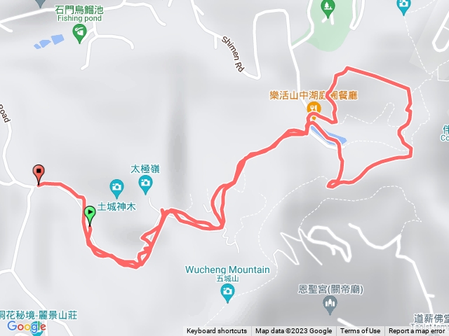 石門路70號登山口-直上山中湖-從文筆山登山口繞湖一大圈回山中湖-原路返回70號登山口
