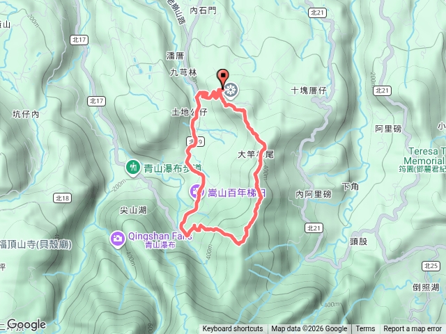 新北  石門 佛光山北海道場-九芎林山西北峰-九芎林山（坑頭山）-土地公嶺-法主公登山口-土地公嶺古道口-佛光山北海道場